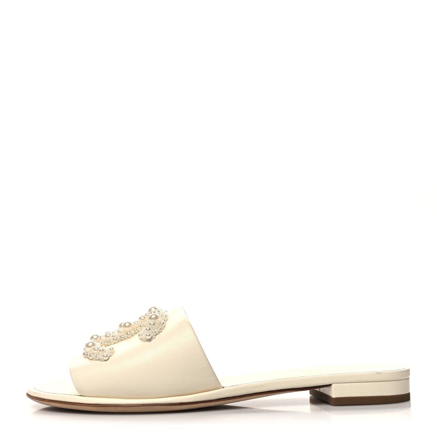 Chanel Calfskin Pearl CC Mules 39 Ivory 1 of 8