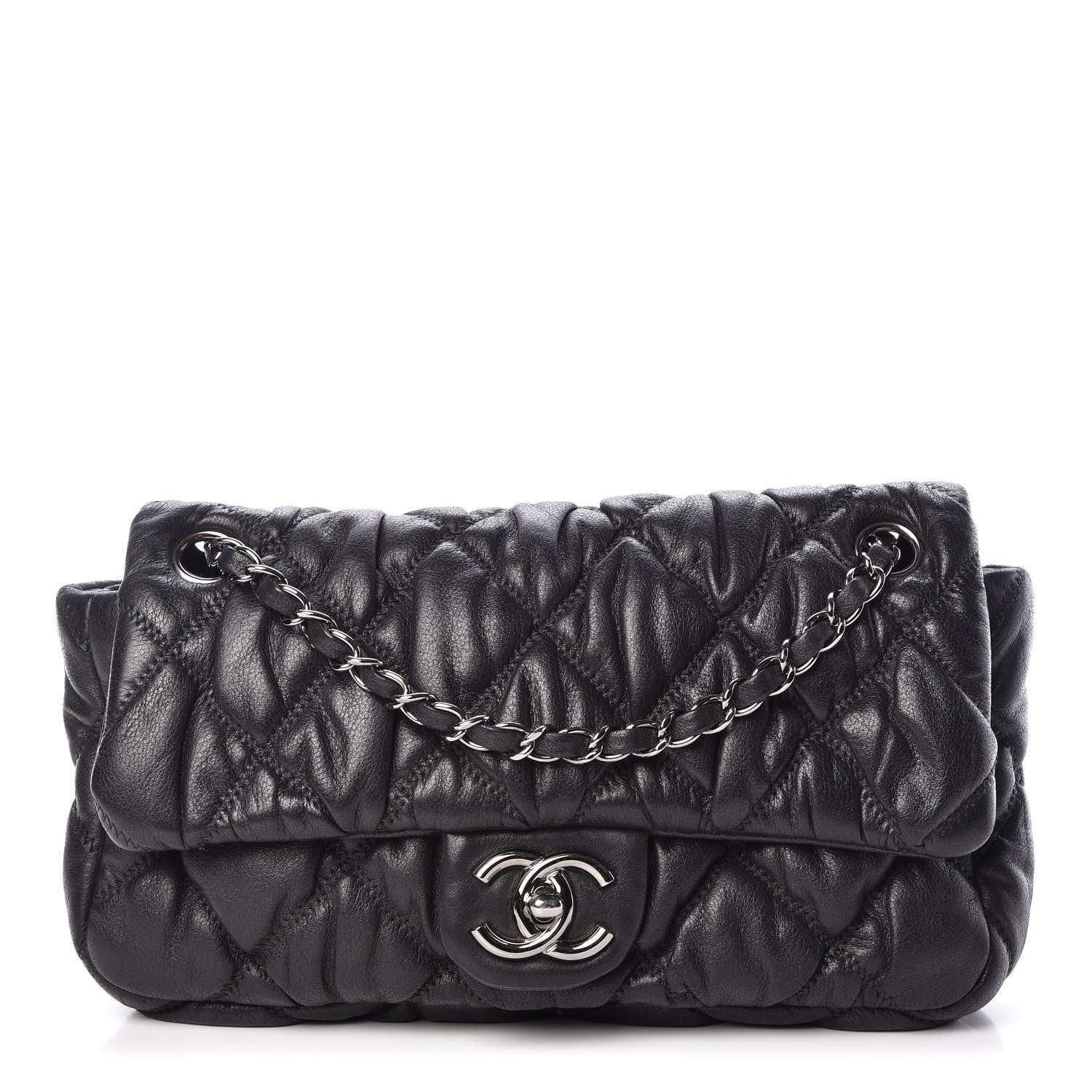 Chanel Calfskin Small Bubble Quilt Flap Bag Black 1 of 9