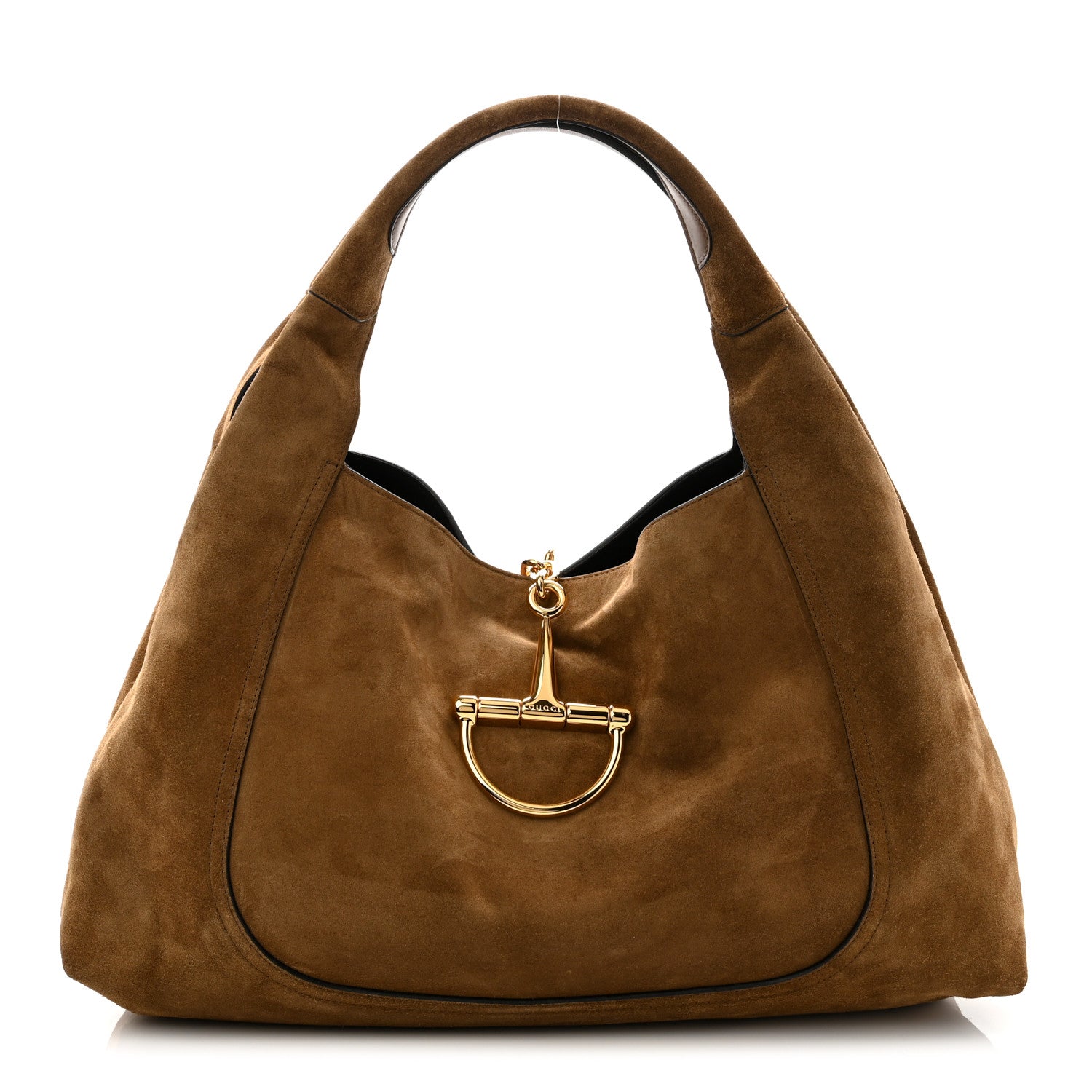 Gucci Suede Softbit Maxi Shoulder Bag Brown 1 of 10