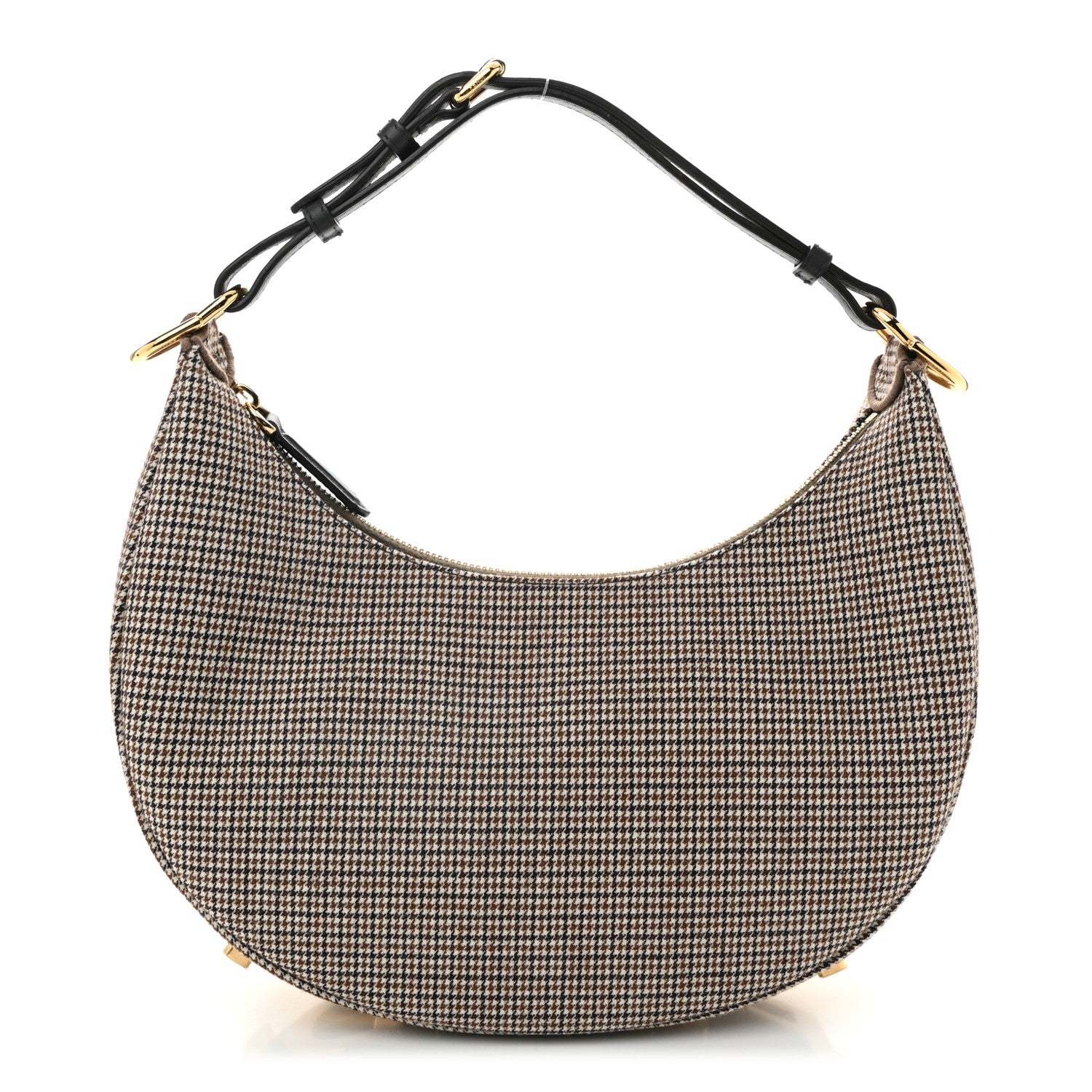 Fendi Wool Vitello Grace Small Houndstooth Small Fendigraphy Hobo Bag Beige Ebano 1 of 10