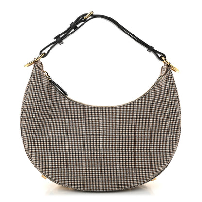 Fendi Wool Vitello Grace Small Houndstooth Small Fendigraphy Hobo Bag Beige Ebano 1 of 10