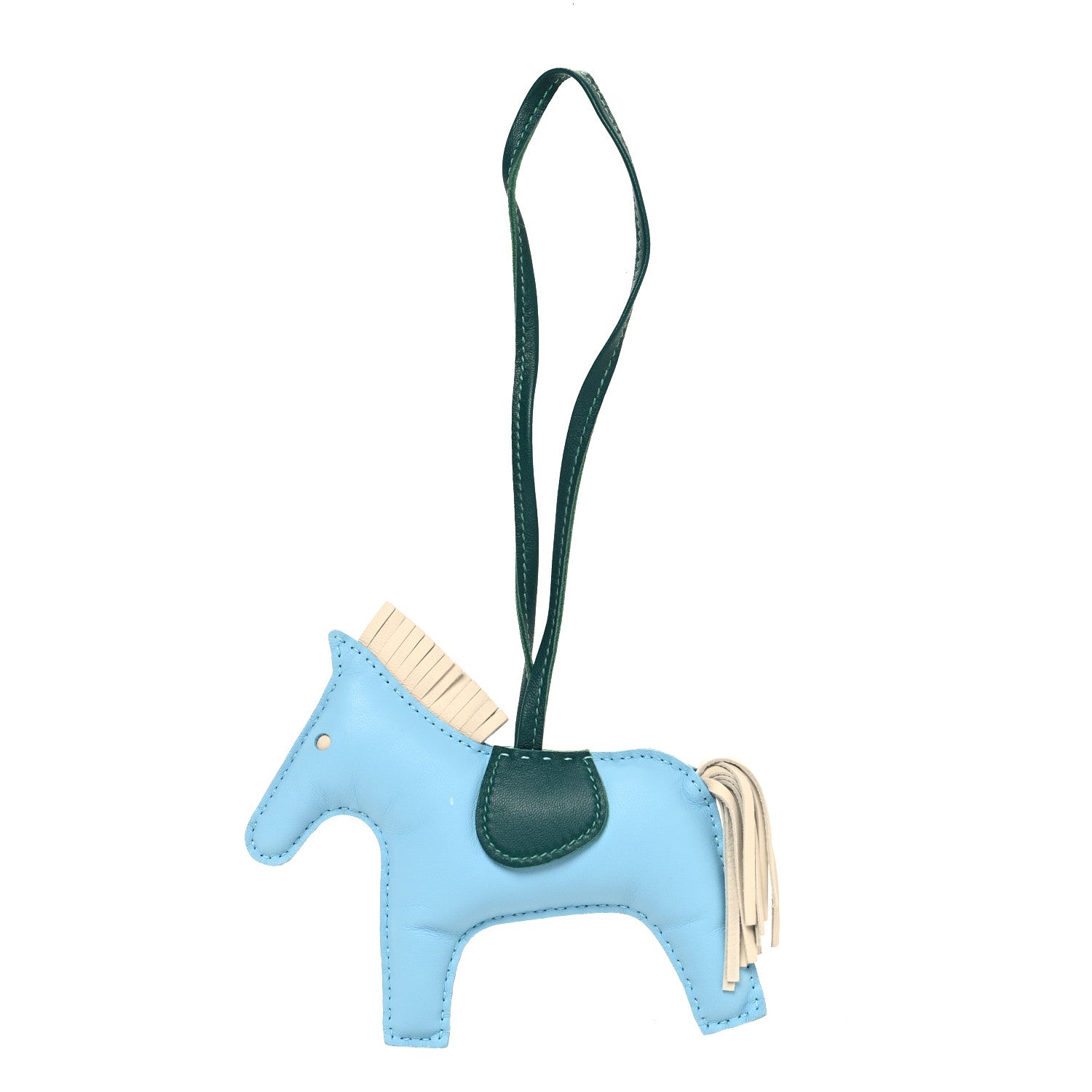 Hermes Milo Lambskin Grigri Rodeo Horse Bag Charm MM Celeste Malachite Craie 1 of 4