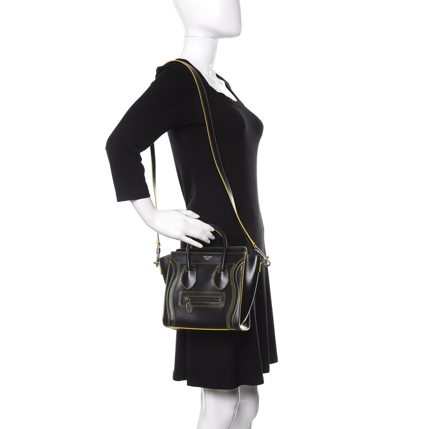 Satin Calfskin Nano Debossed Luggage Black