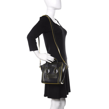 Celine Satin Calfskin Nano Debossed Luggage Black 2 of 12