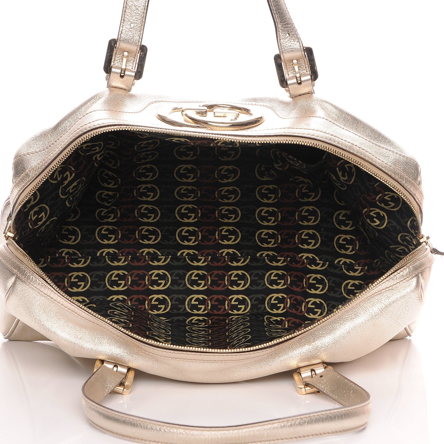 Gucci Metallic Calfskin Medium Britt Boston Gold 5 of 7