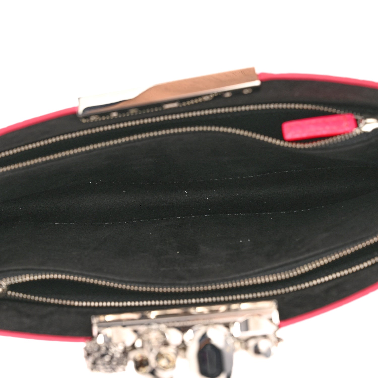 Alexander McQueen Calfskin Crocodile Embossed Knuckle Flat Clutch Neon Pink 5 of 10