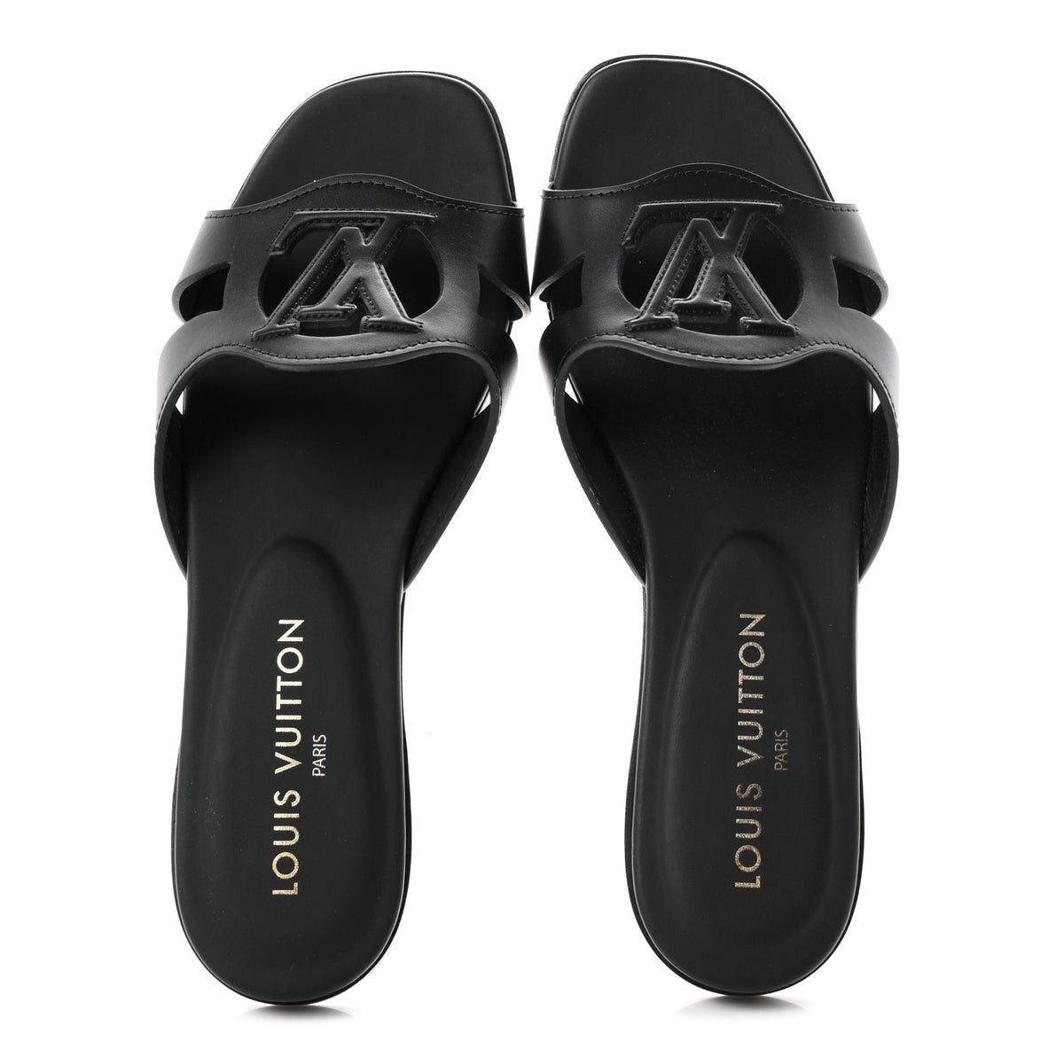 Calfskin LV Isola Flat Sandals 38 Black