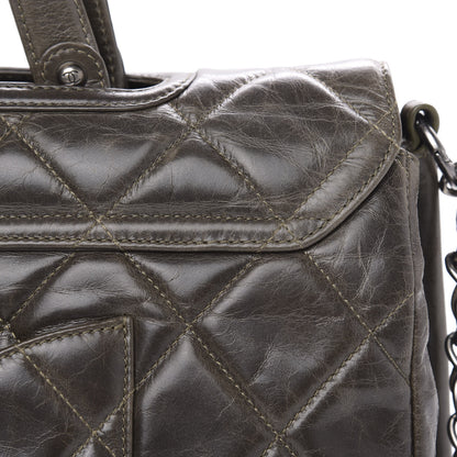 Chanel Glazed Calfskin Boy Satchel Flap Dark Grey 14 of 16
