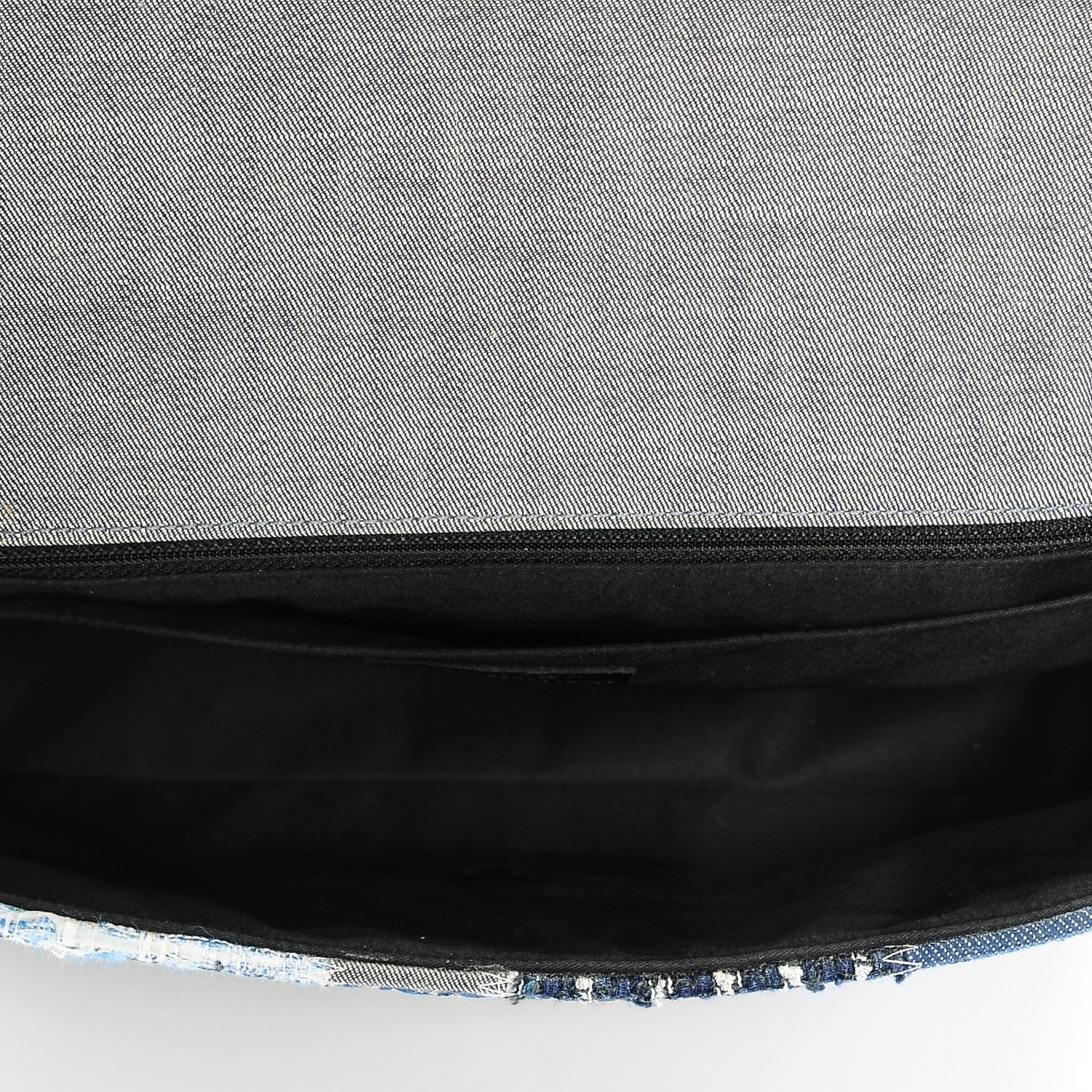 Chanel Denim Tweed Patchwork Jumbo Single Flap Blue 5 of 7