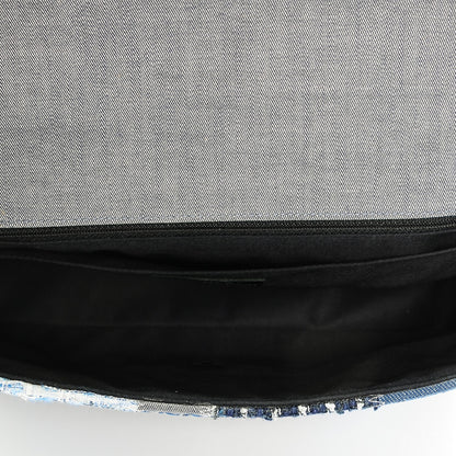 Chanel Denim Tweed Patchwork Jumbo Single Flap Blue 5 of 7