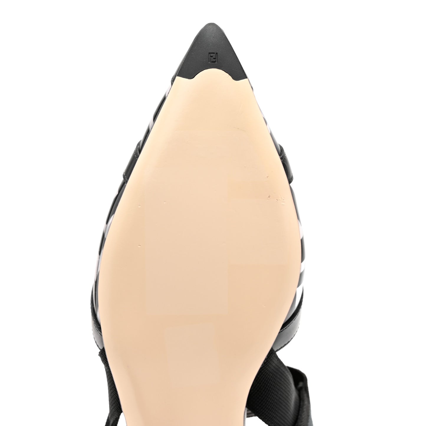 PVC Calfskin FF Colibri Slingback Ballerina Flats 38 Black
