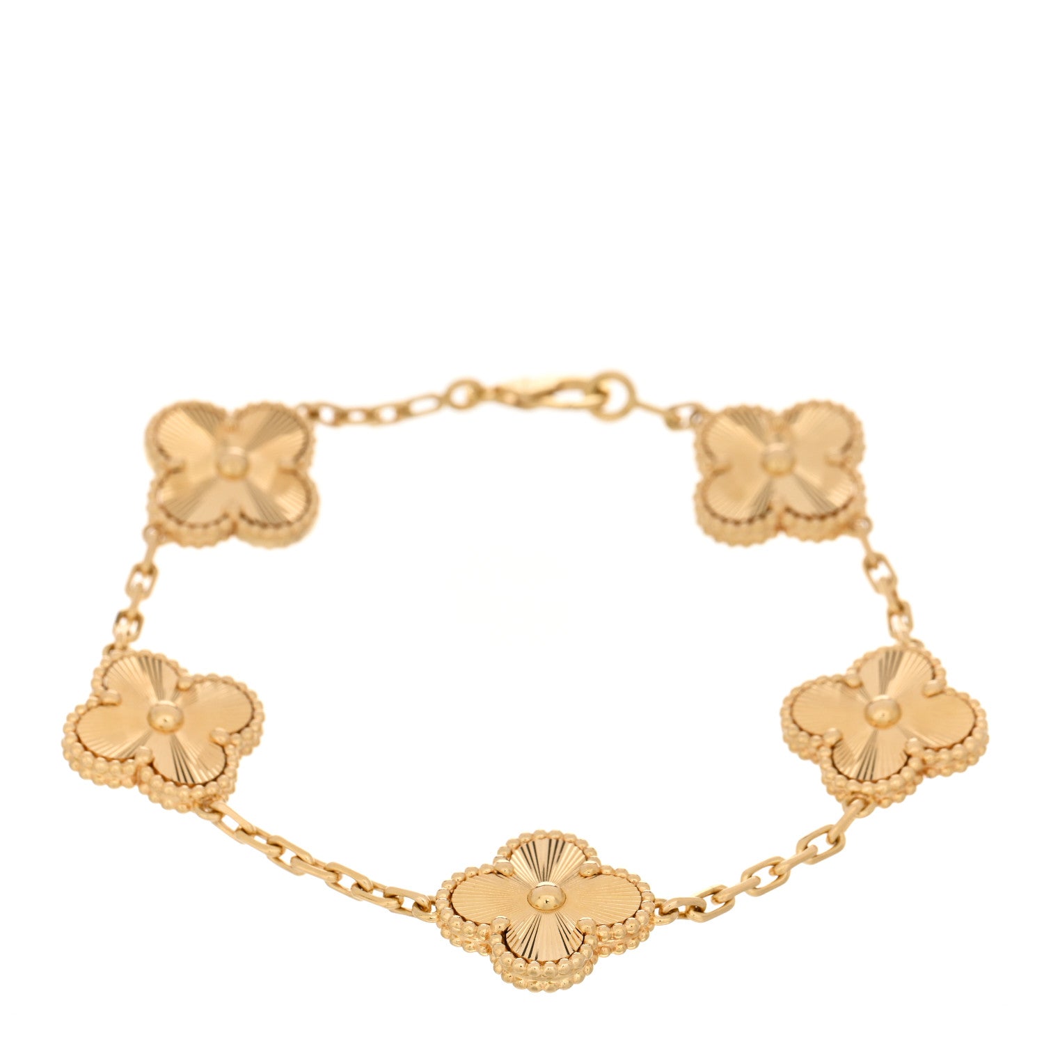 Van Cleef & Arpels 18K Yellow Gold 5 Motifs Guilloche Vintage Alhambra Bracelet 1 of 5