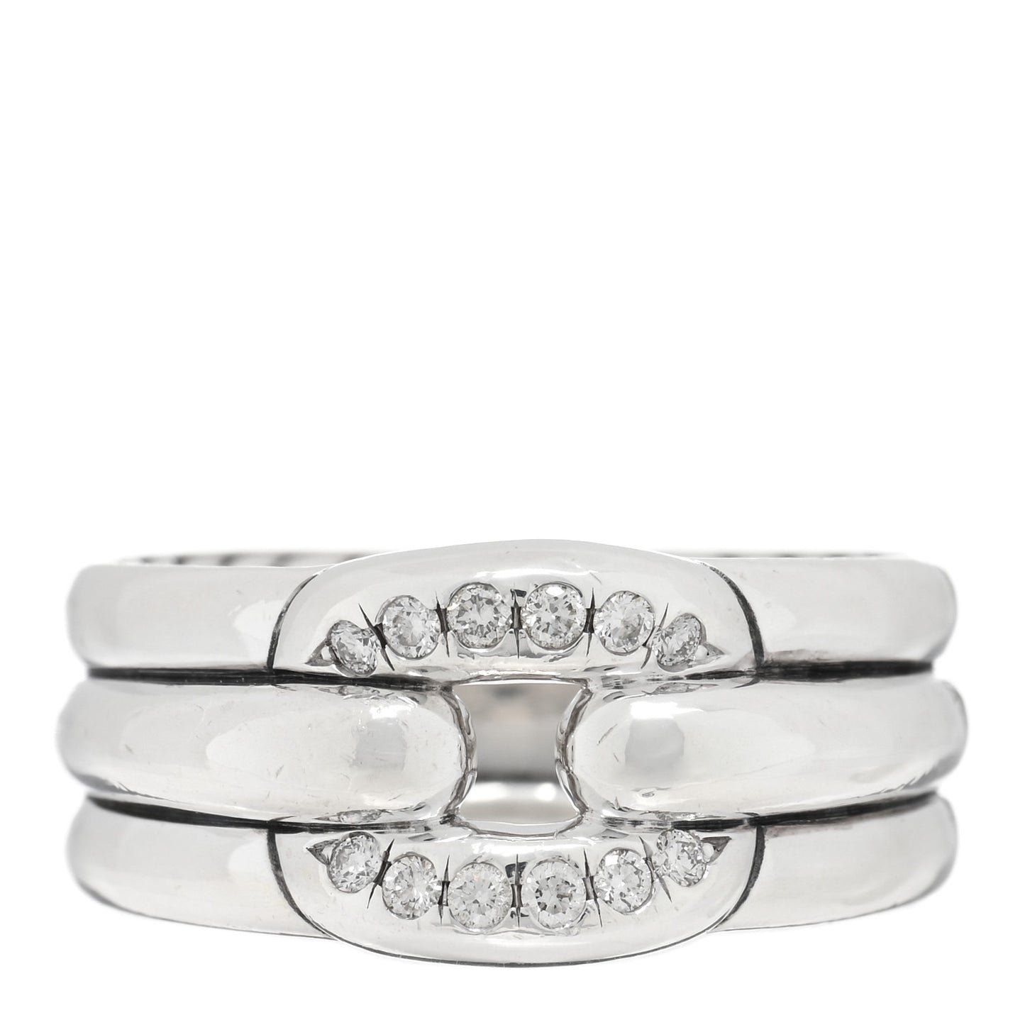 Sterling Silver Diamond 11mm Thoroughbred Cushion Link Ring 60 9