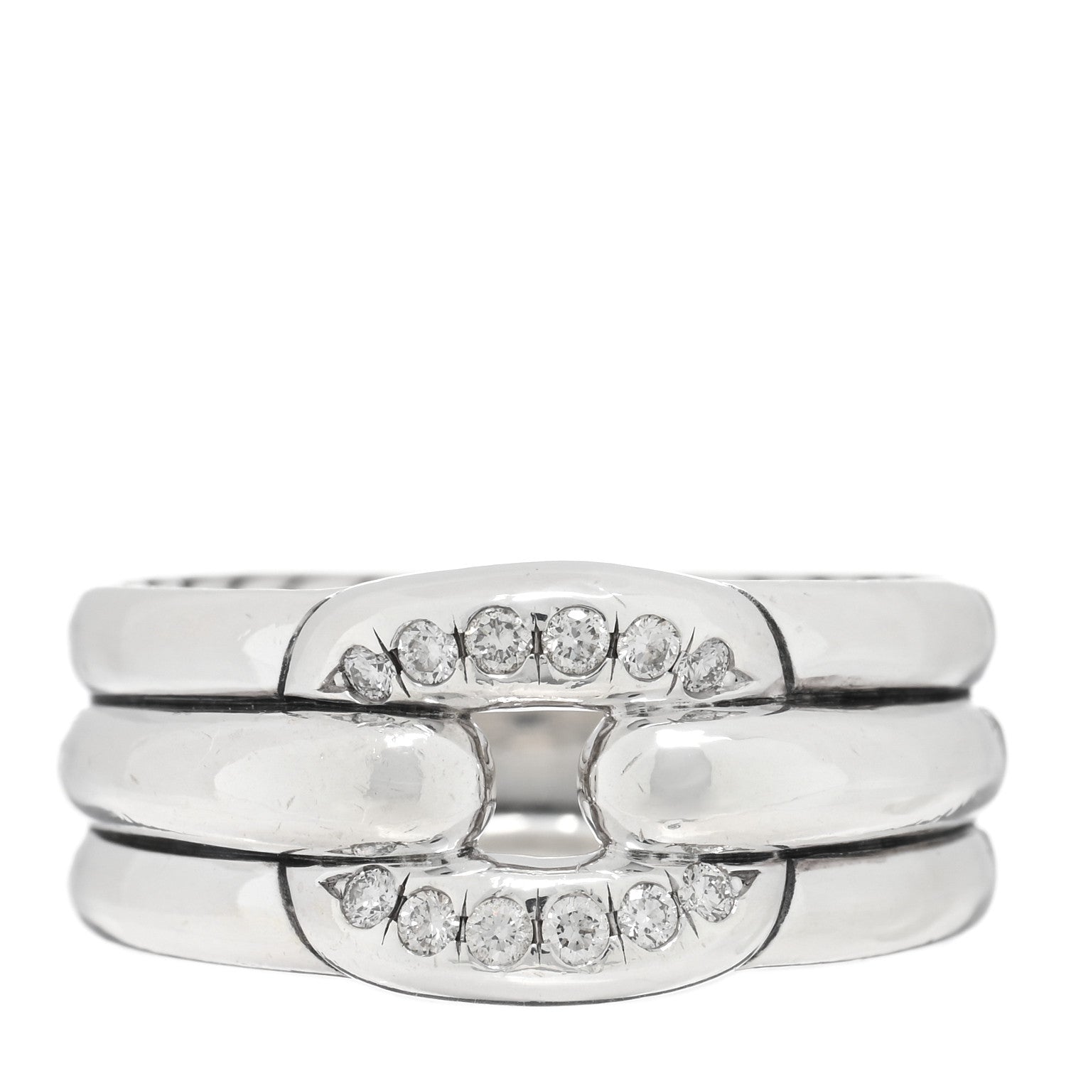 David Yurman Sterling Silver Diamond 11mm Thoroughbred Cushion Link Ring 60 9 1 of 4