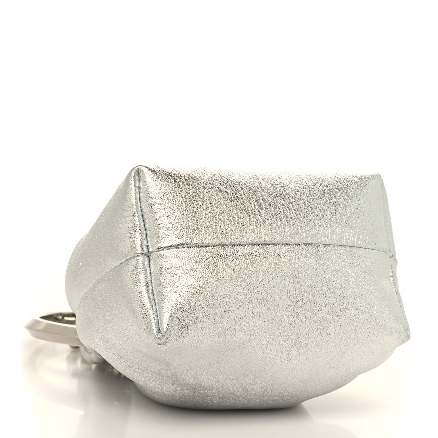 Metallic Nappa Micro Bon Bon Bag Silver