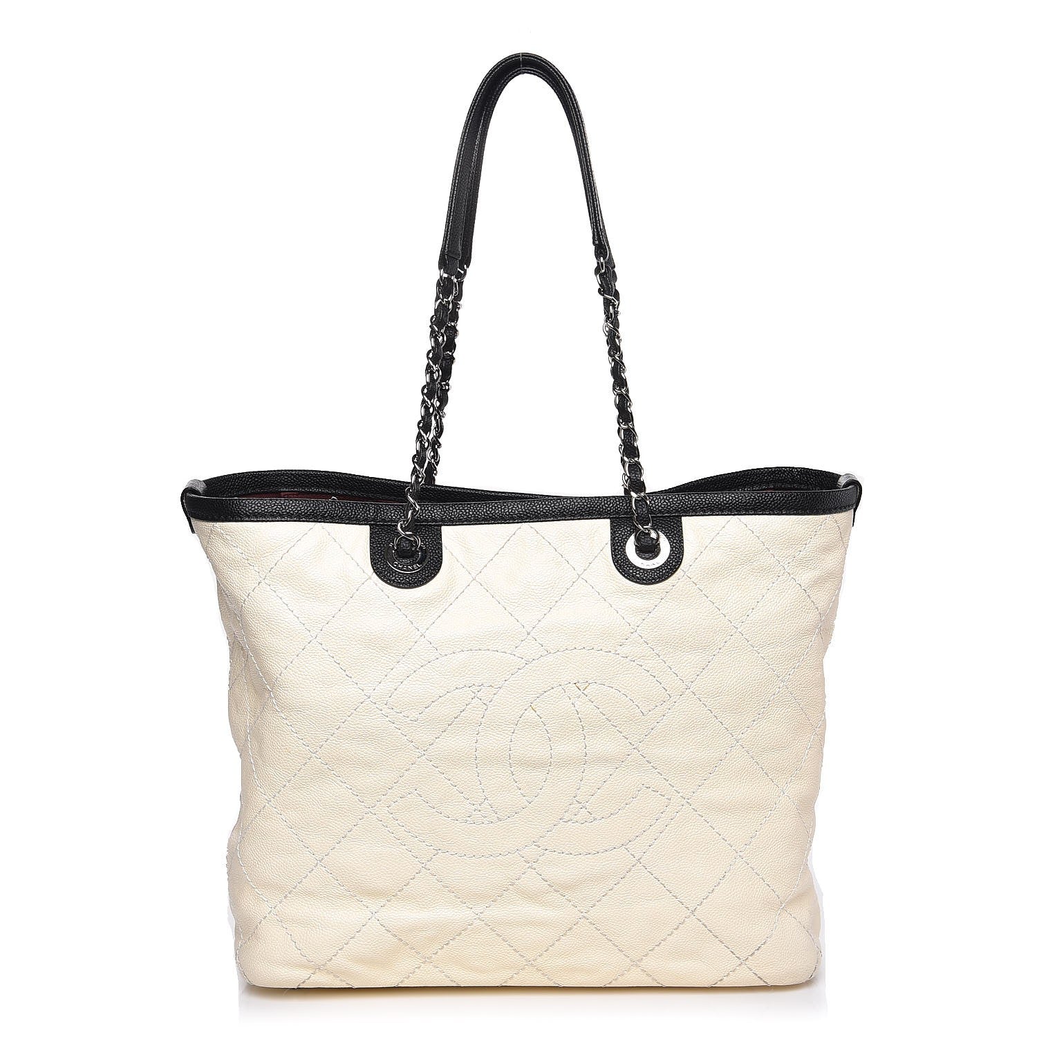 Chanel Grained Calfskin Quilted Large Daily Shopping Tote Dark White 1 of 8