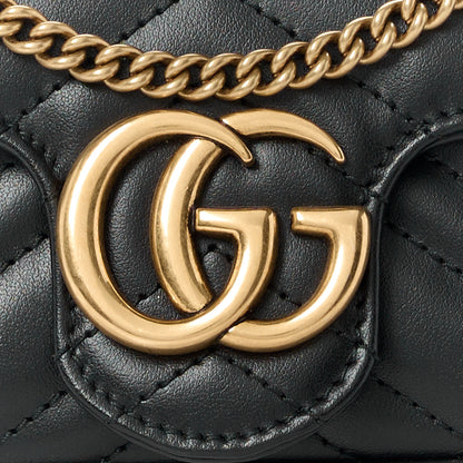 Gucci Calfskin Matelasse Super Mini GG Marmont Shoulder Bag Black 8 of 11