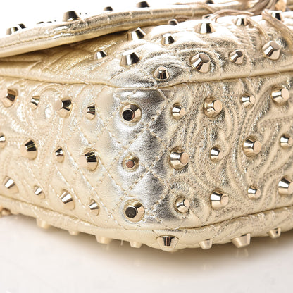 Versace Metallic Nappa Barocco Quilted Studded Calliope Vanitas Shoulder Bag Gold 7 of 8