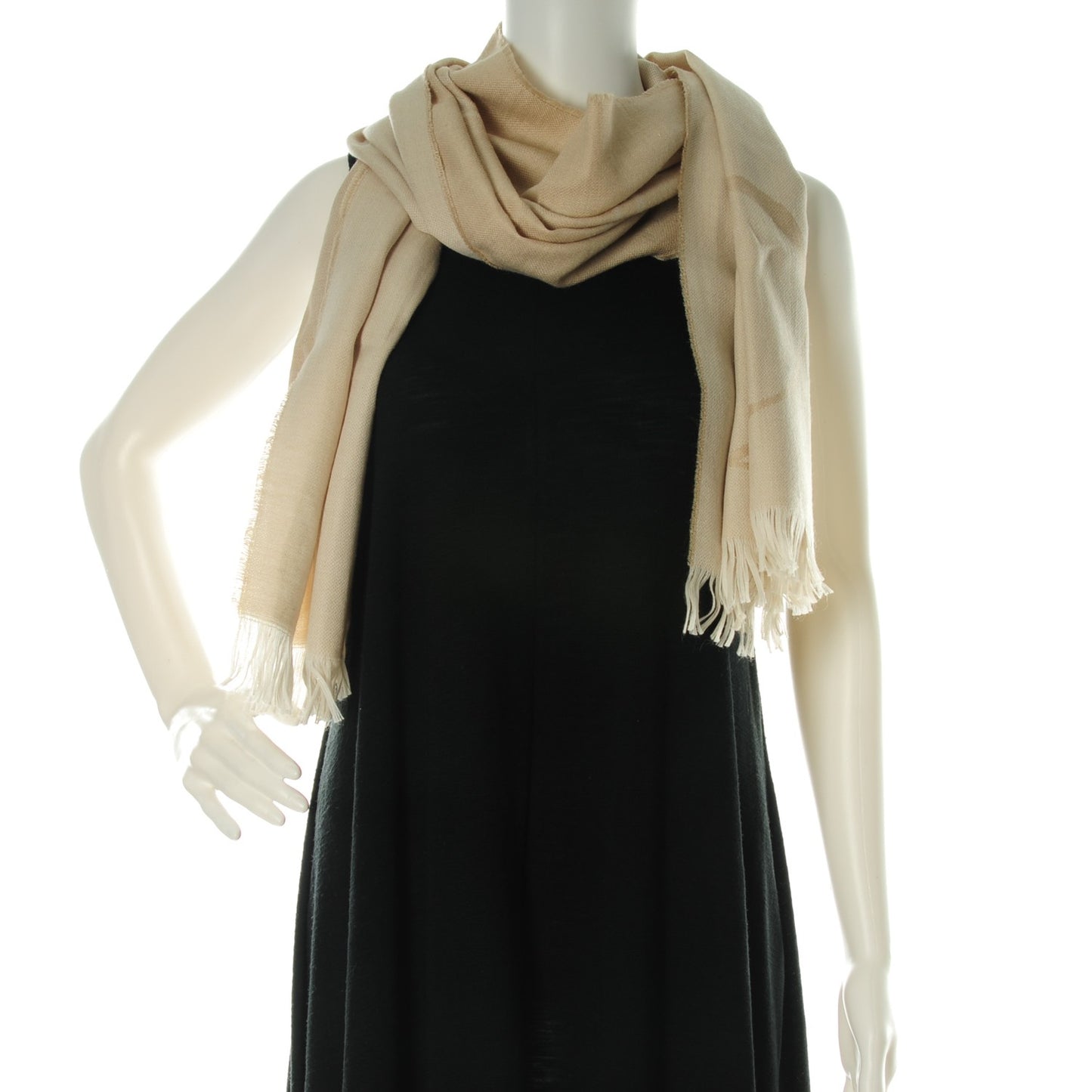 Cashmere Linen Logo Scarf Beige