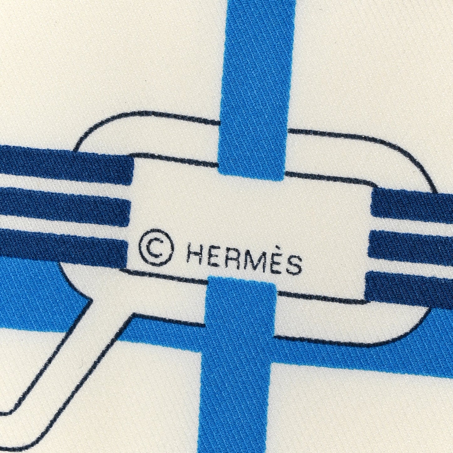 Silk Correspondance Hermes-Paris Pocket Square Scarf 45 White Ciel Orange