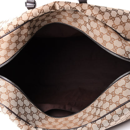 Gucci Monogram Dollar Calfskin Large Boston Duffle Bag Beige Ebony Testa di Moro Marrone Scuro 4 of 13