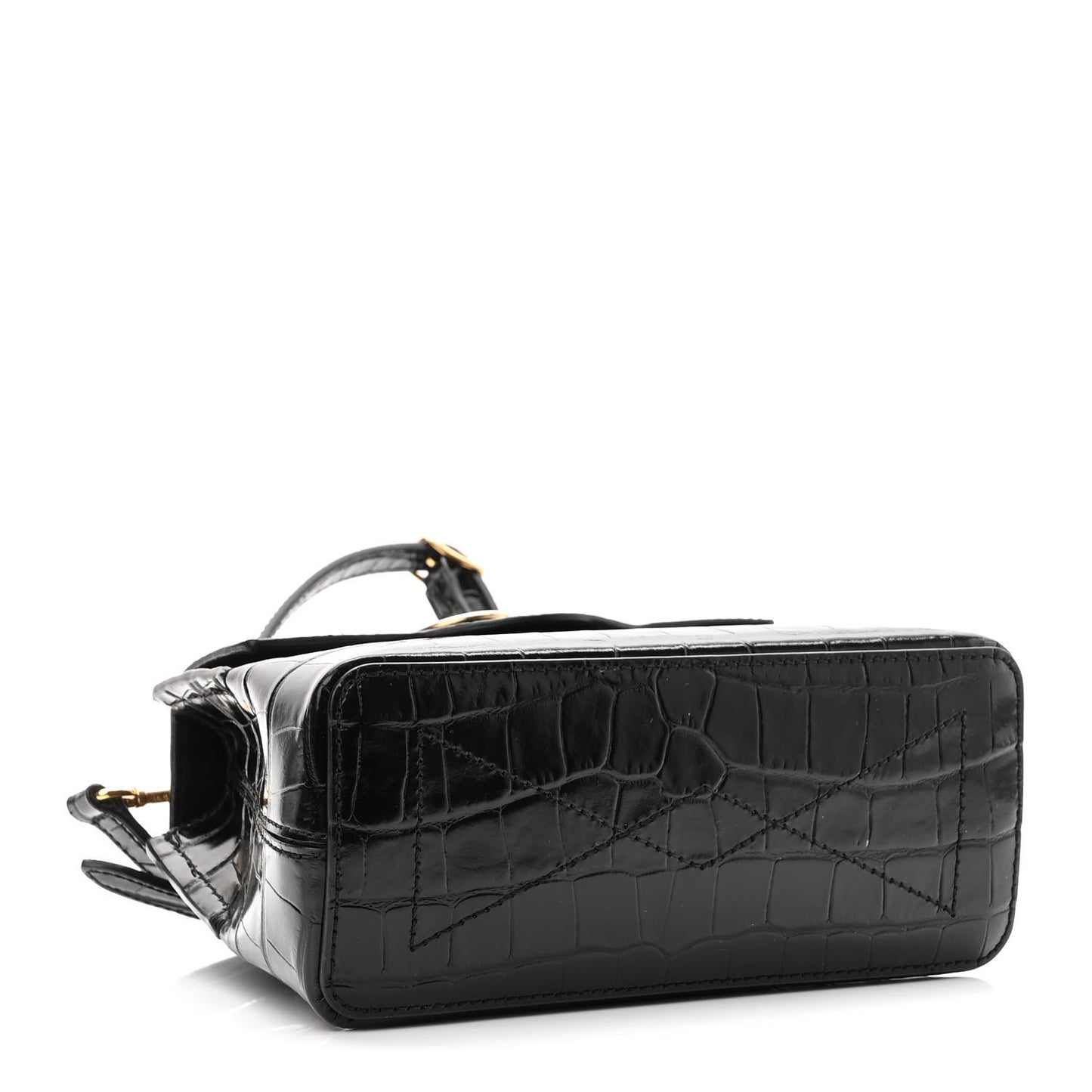 Calfskin Crocodile Embossed Micro Seaton Black