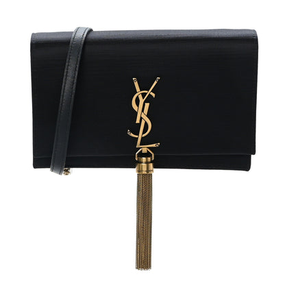 Saint Laurent Satin Monogram Kate Tassel Chain Wallet Black 1 of 8