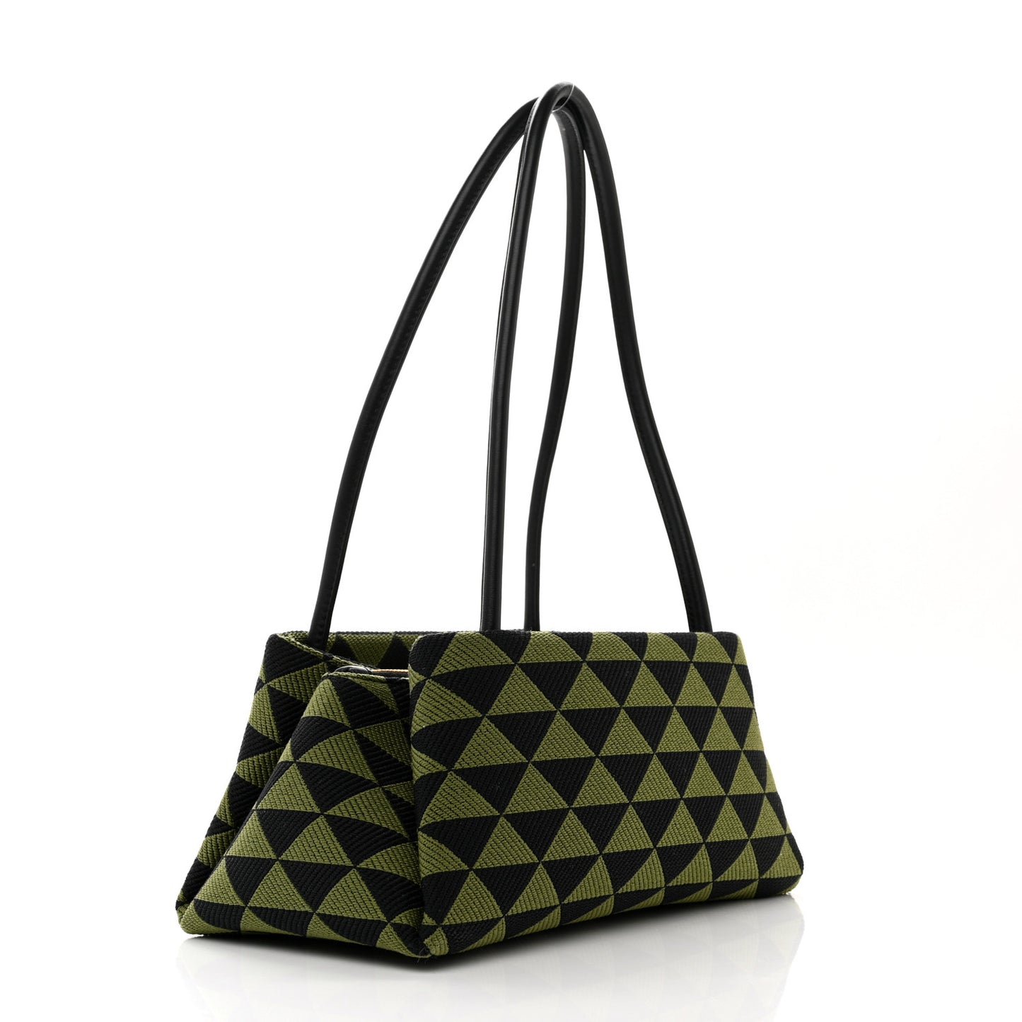 Jacquard Triangolo Symbole Embroidered Small Shoulder Bag Black Edera