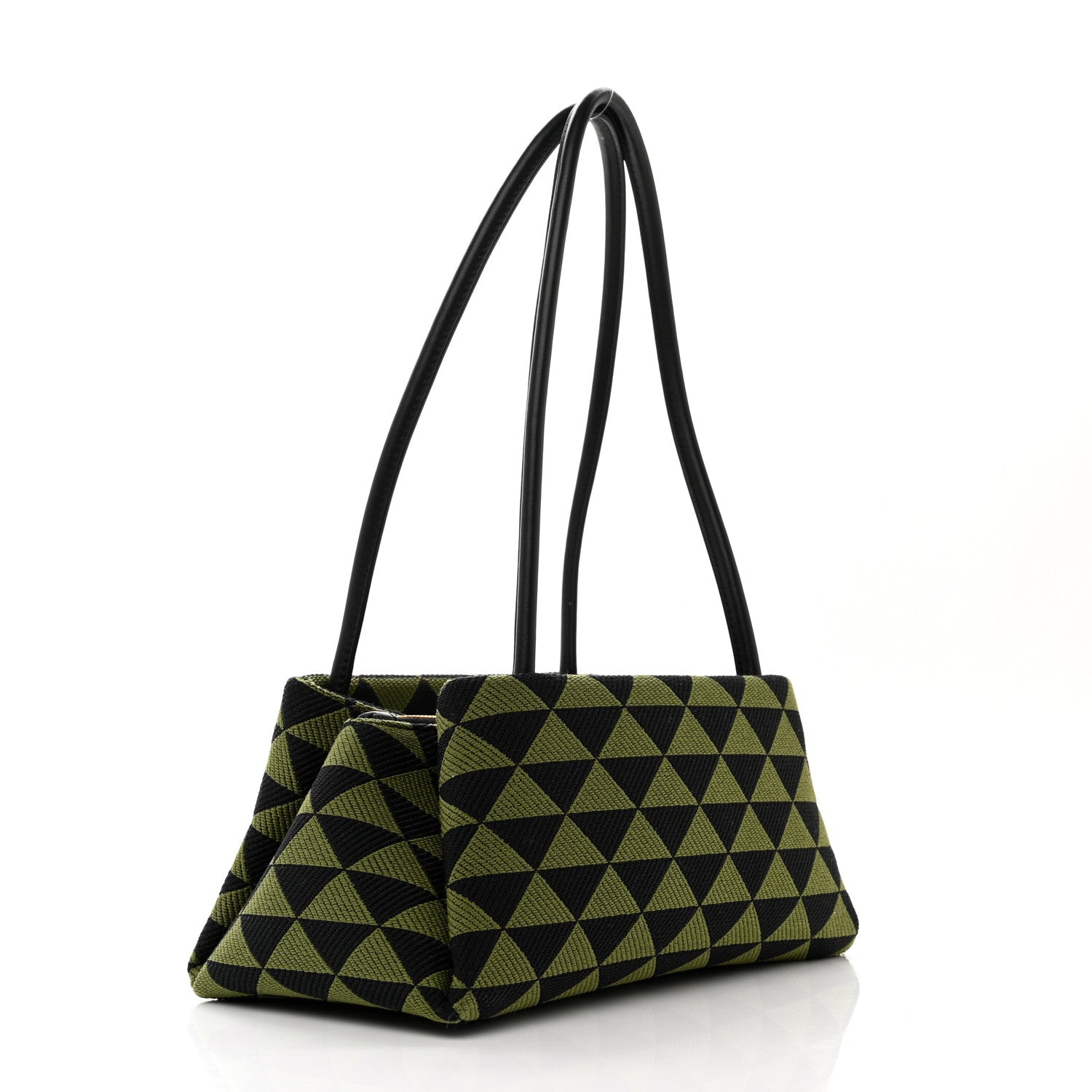 Prada Jacquard Triangolo Symbole Embroidered Small Shoulder Bag Black Edera 3 of 8