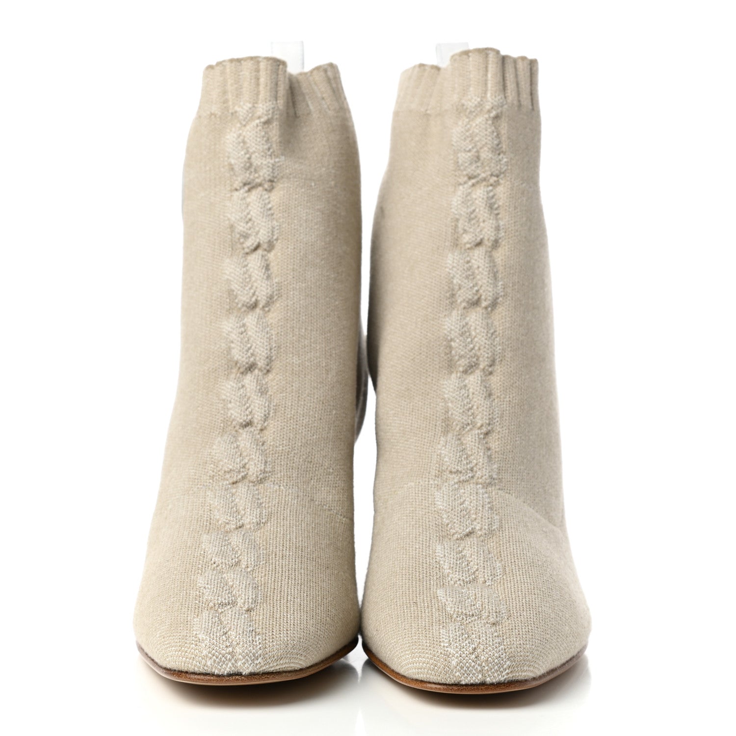 Hermes Knit Calfskin Volver 60 Ankle Boots 38 Nocciola 2 of 8