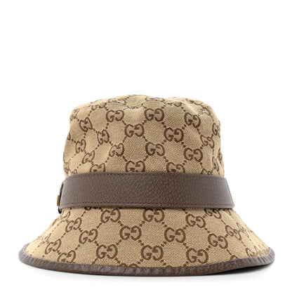 Gucci Monogram Textured Dollar Calfskin GG Jago Bucket Hat L Cacao Beige 5 of 9