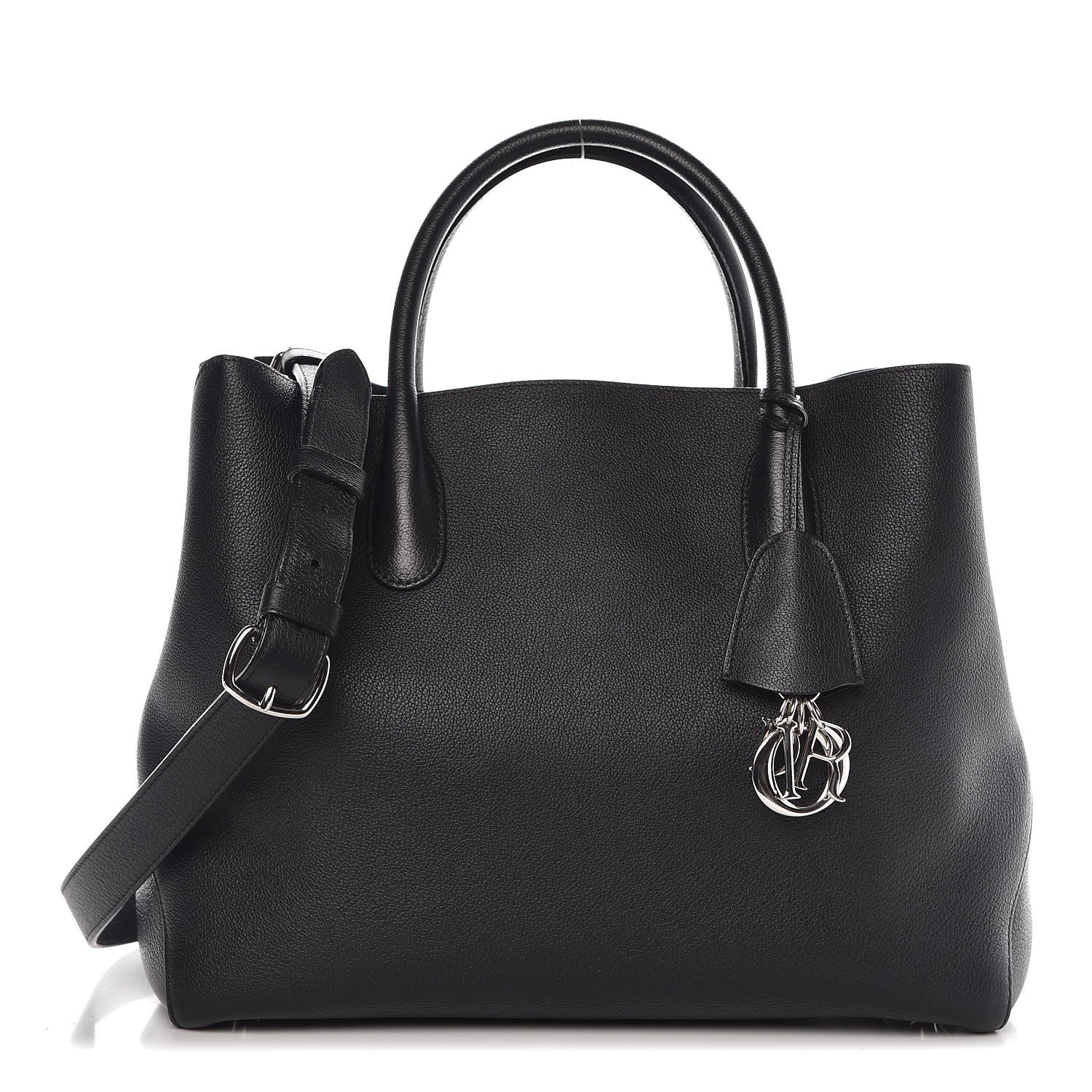 Christian Dior Supple Grained Calfskin Large Open Bar Tote Black 1 of 9