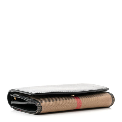 Burberry Grainy Calfskin House Check Wellington Wallet Mahogany Black 4 of 7