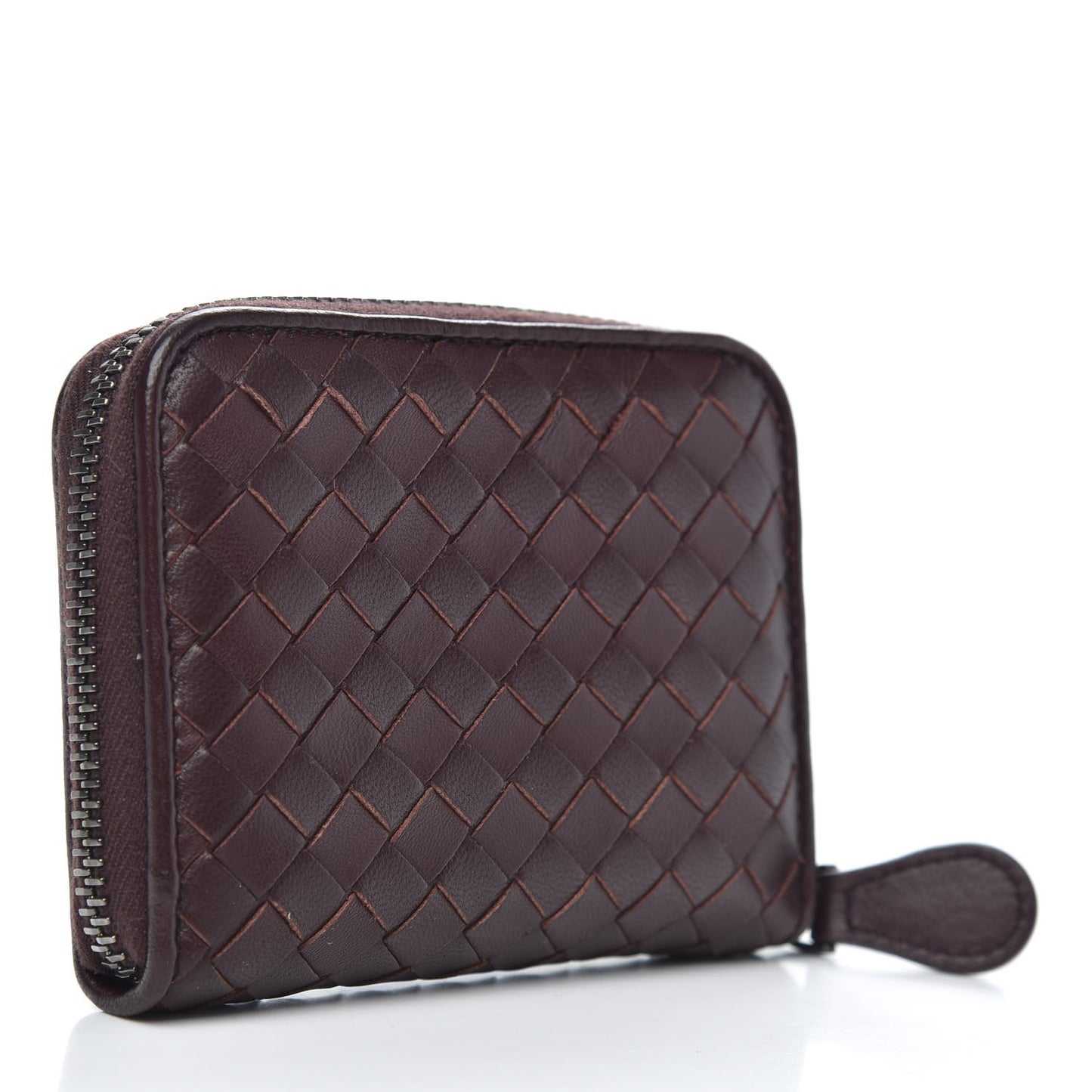 Nappa Intrecciato Zip Around Coin Purse Aubergine