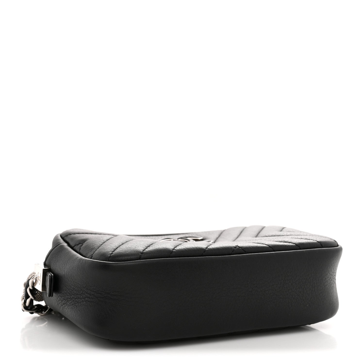 Chanel Calfskin Diagonal Chevron Quilted Tassel Camera Case Black 4 of 10