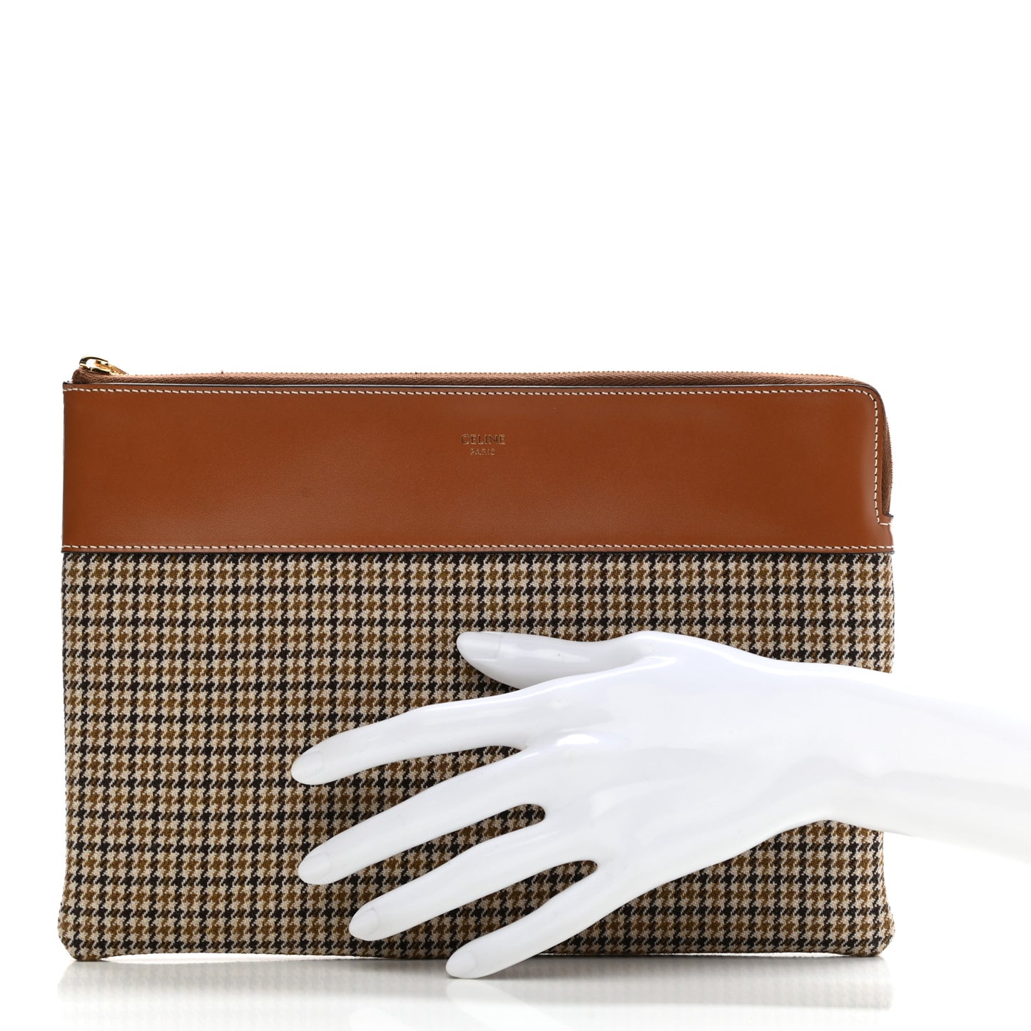 Natural Calfskin Tweed Clutch Tan