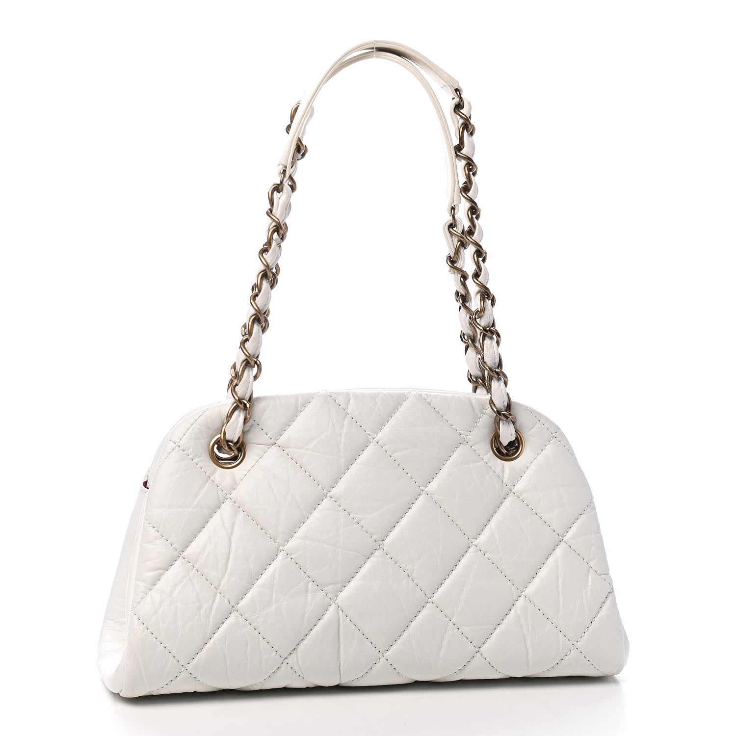 Chanel Aged Calfskin Small Just Mademoiselle Bowling Bag White 3 of 10