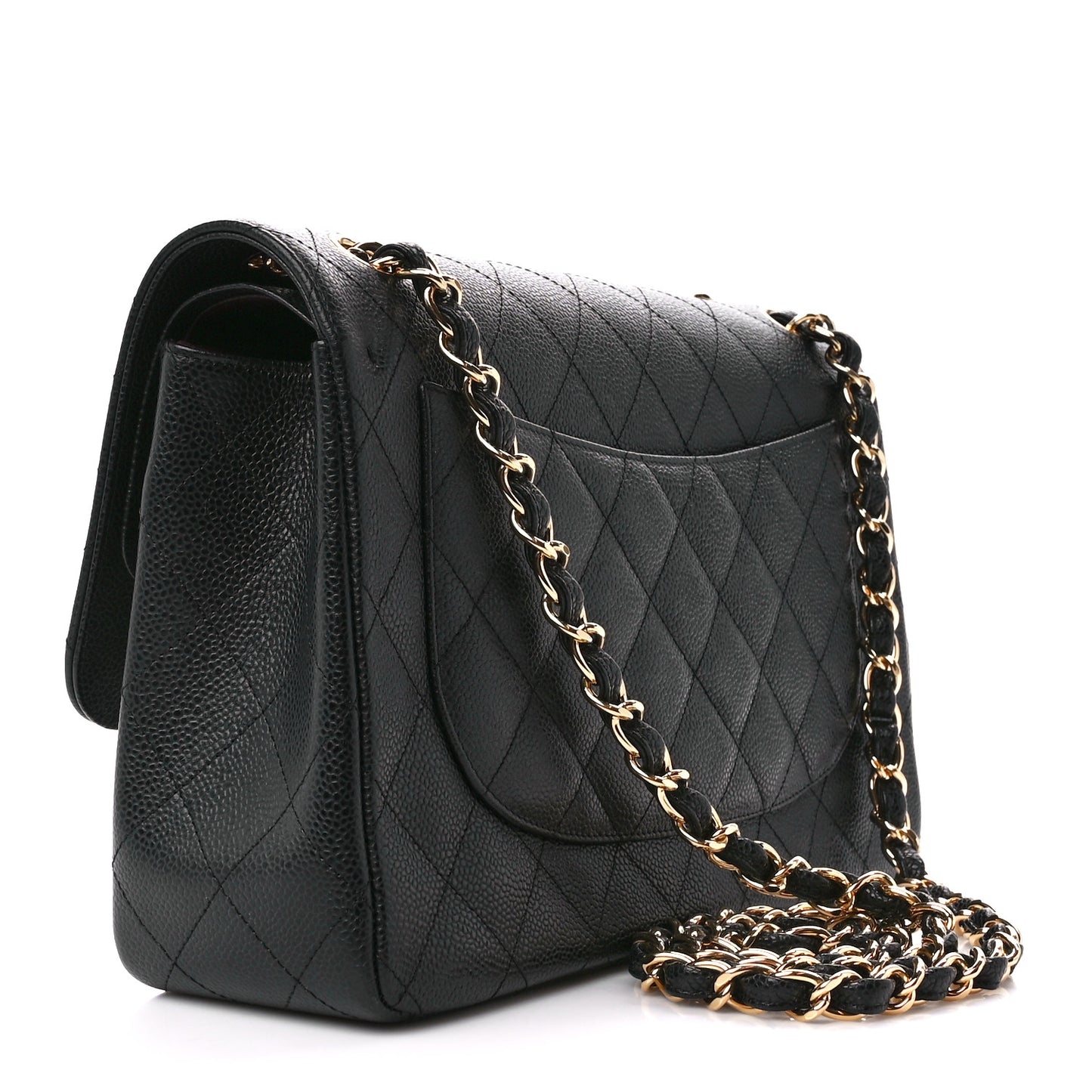 Caviar Quilted Jumbo Double Flap Black