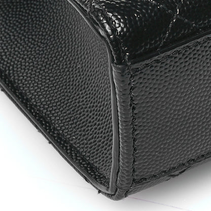 Saint Laurent Grain De Poudre Textured Mixed Matelasse Triquilt Medium Monogram Satchel Black 9 of 11