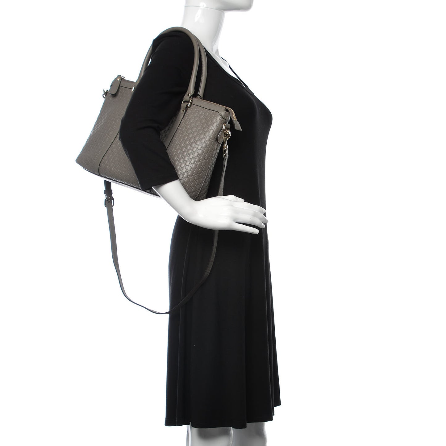 Soft Microguccissima Small Zippered Satchel Loess