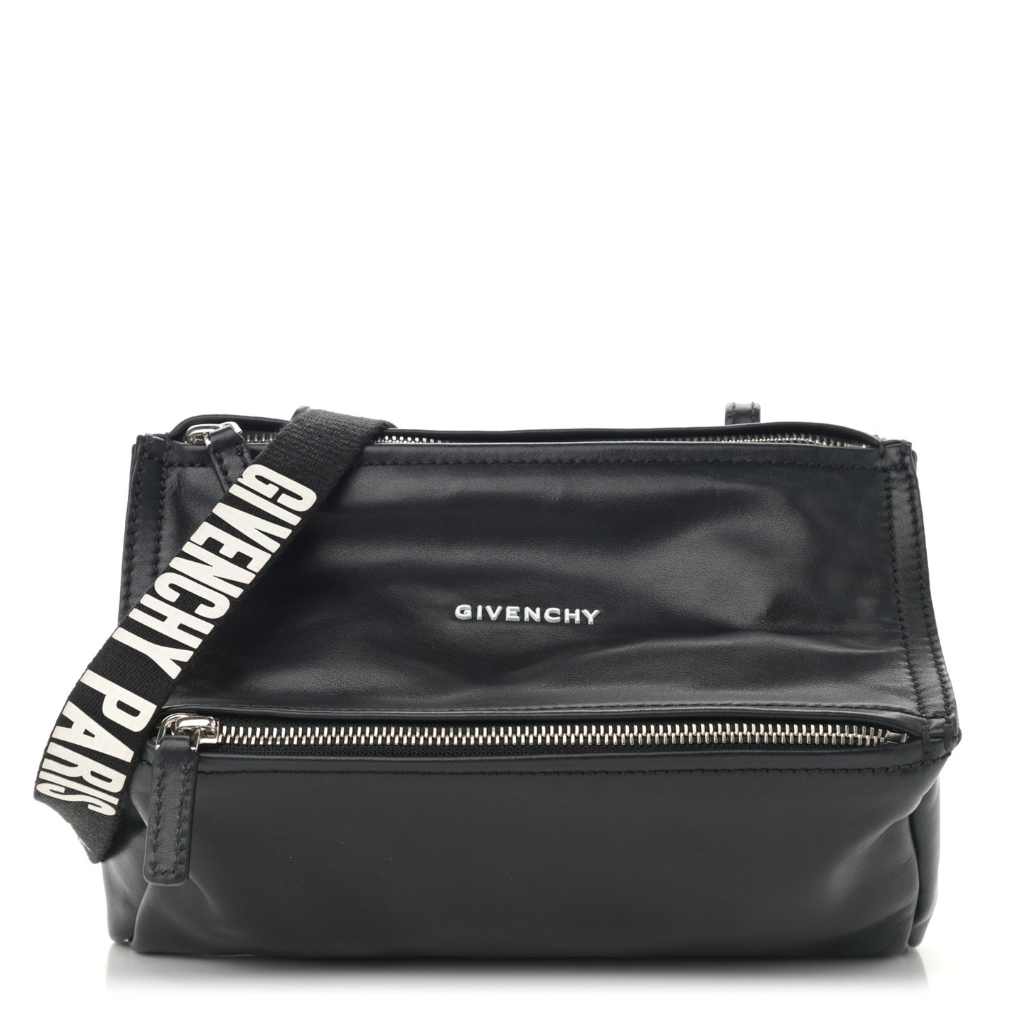 Calfskin Mini Pandora Logo Strap Black