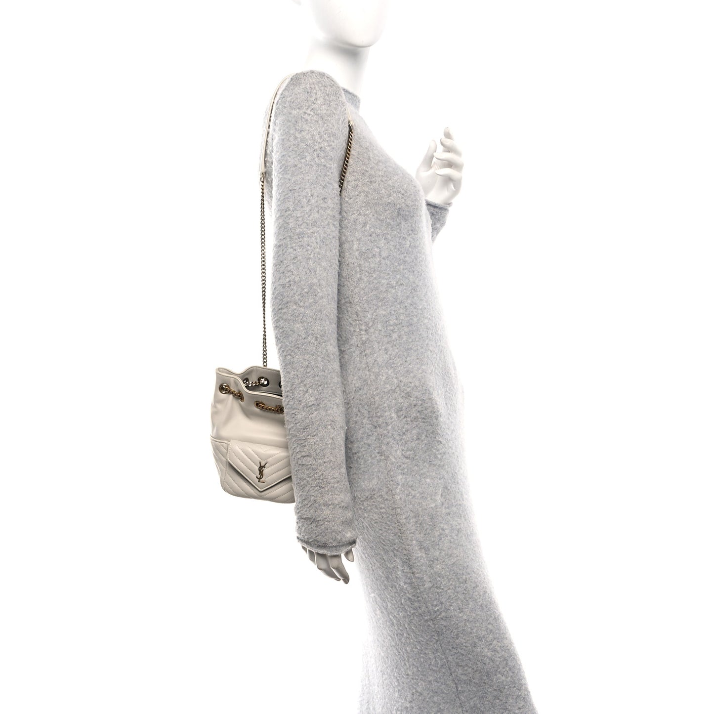 Lambskin Matelasse Monogram Joe Nano Bucket Bag Crema Soft