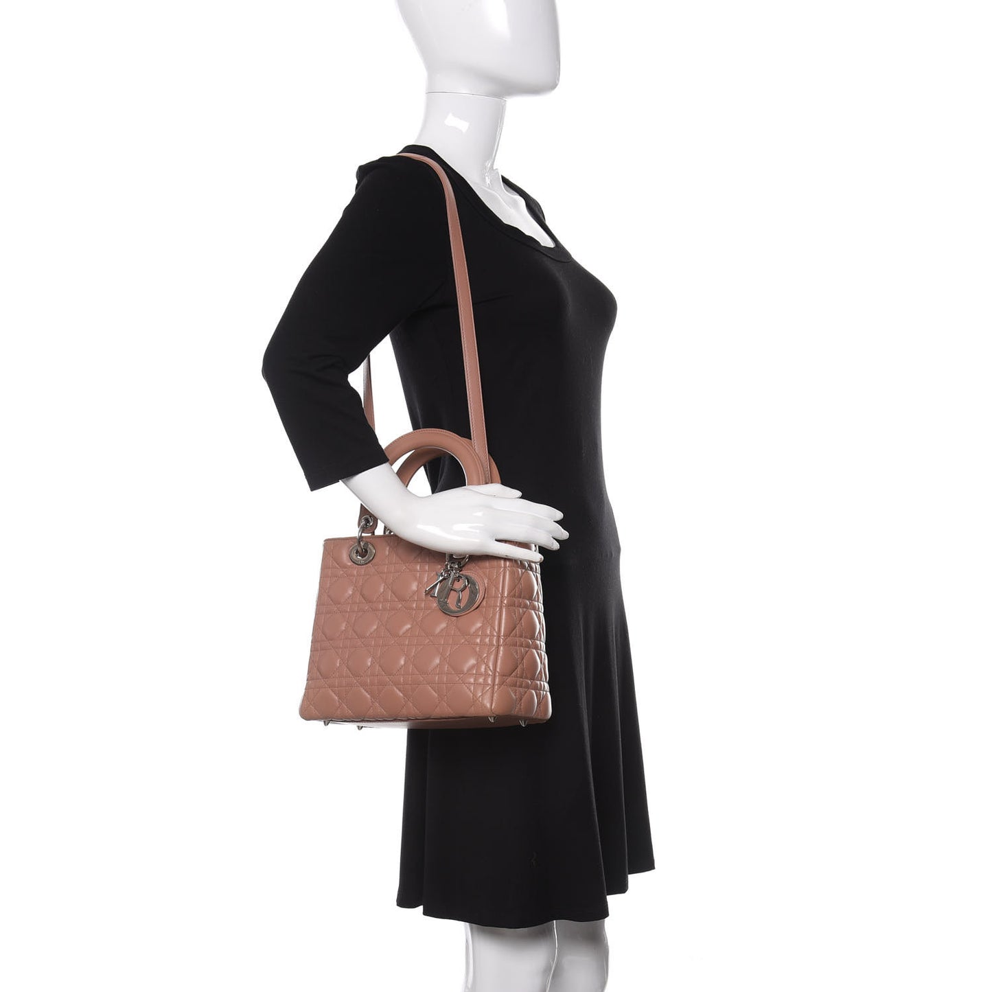 Lambskin Cannage Medium Lady Dior Pink