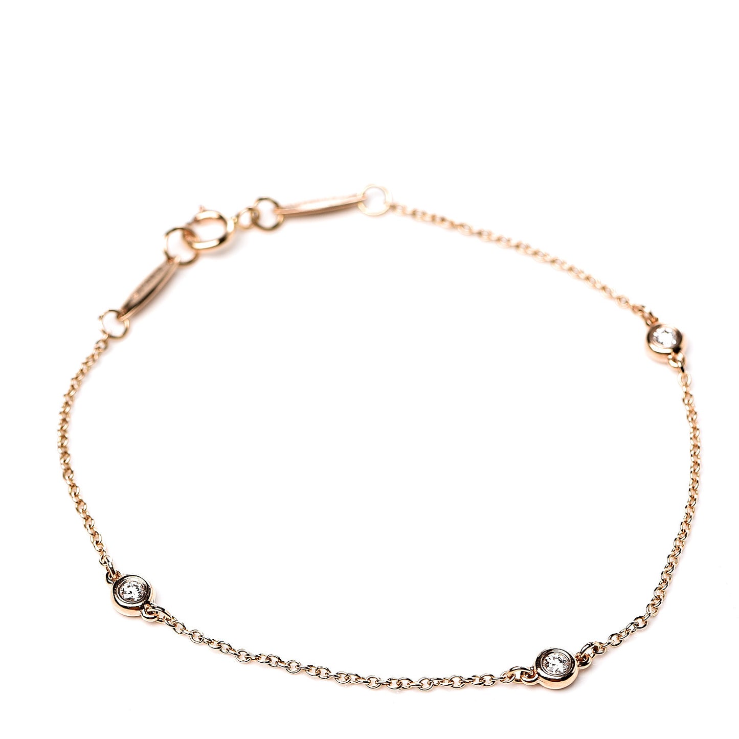 18K Rose Gold Diamond .15ctw Elsa Peretti Diamonds by the Yard Station Bracelet