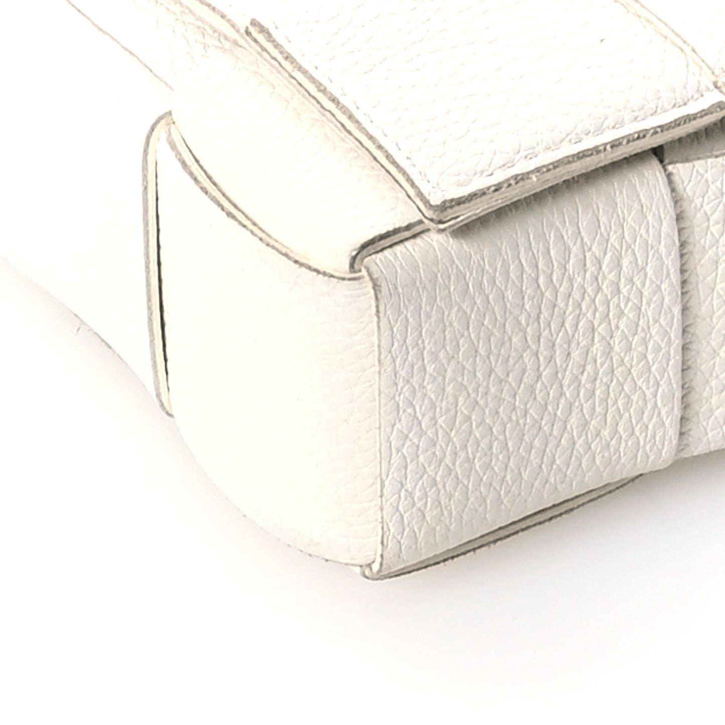 Grained Calfskin Maxi Intrecciato Cassette Crossbody Bag White