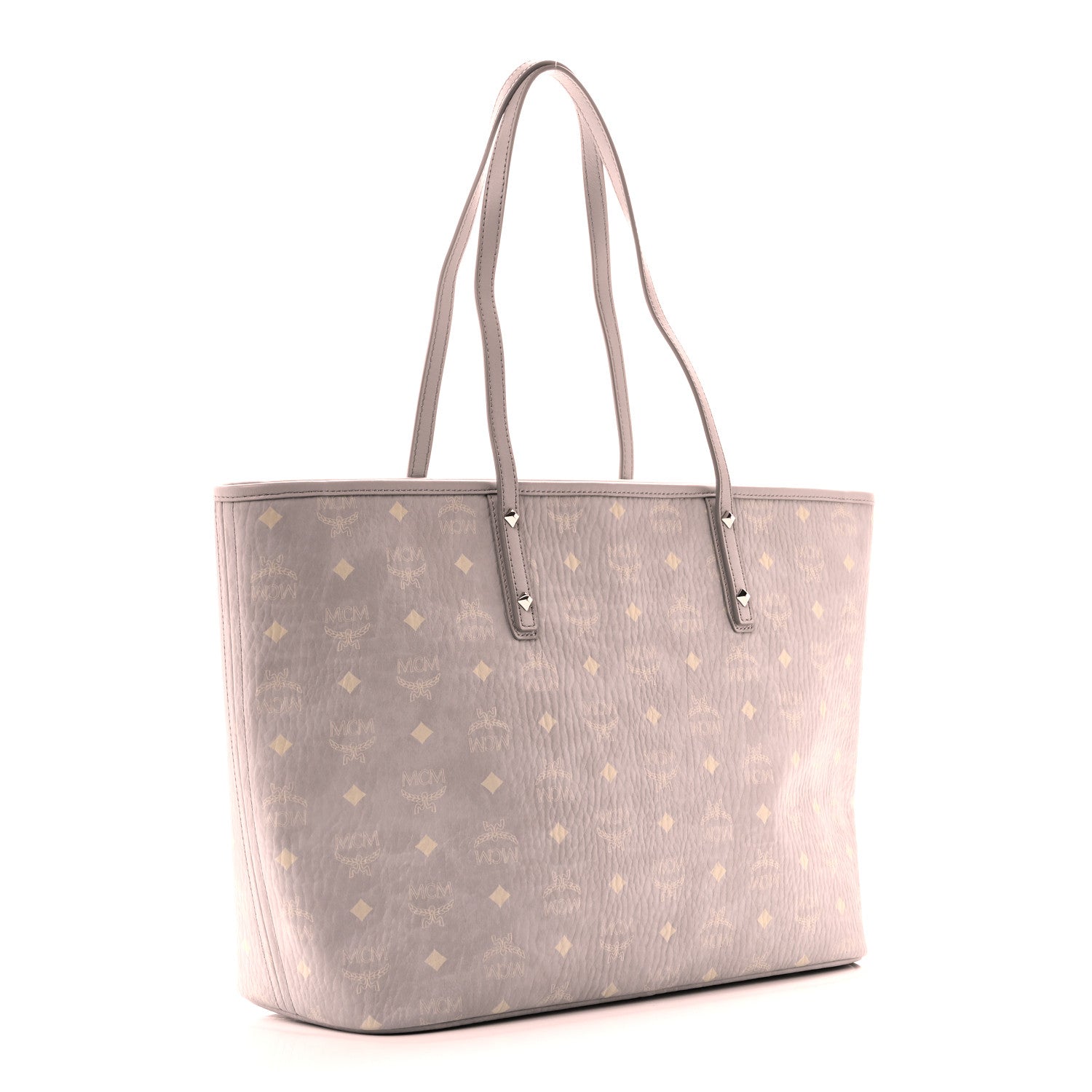 MCM Visetos Medium Aren Shopper Tote Misty Gray 1798209 – FASHIONPHILE