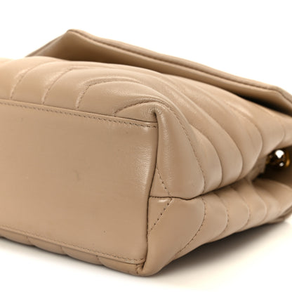 Saint Laurent Calfskin Y Quilted Monogram Small Loulou Chain Satchel Dark Beige 11 of 12