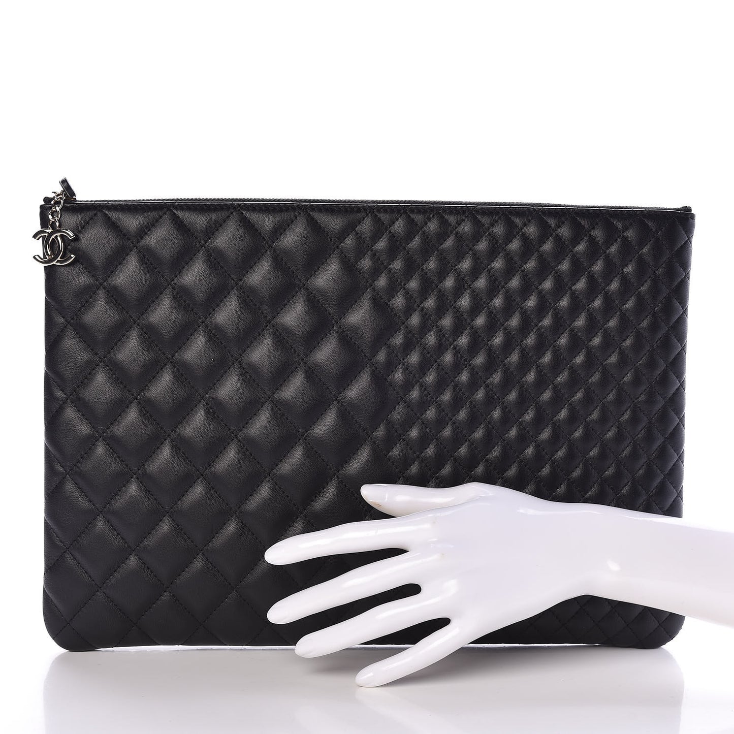 Lambskin Bi Quilted Large Cosmetic Case Black