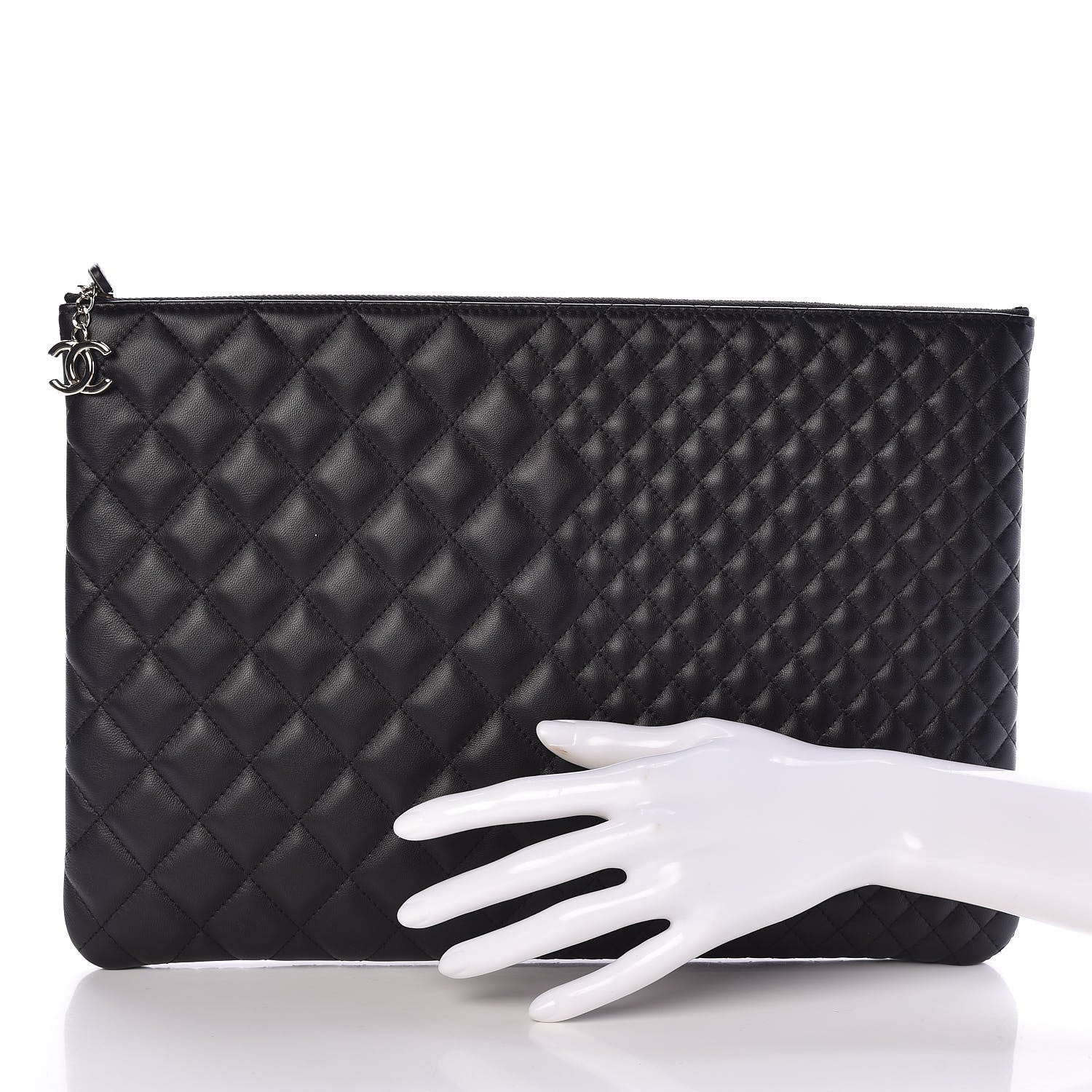 Chanel Lambskin Bi Quilted Large Cosmetic Case Black 2 of 8