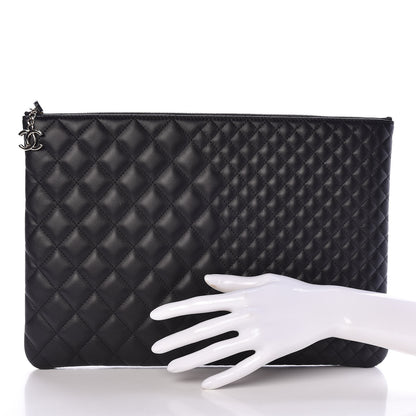 Chanel Lambskin Bi Quilted Large Cosmetic Case Black 2 of 8